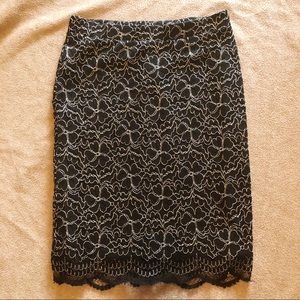 ELLE black and white lace midi pencil skirt